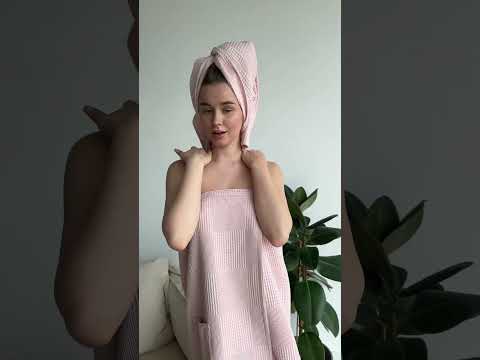 Жіночий подарунковий набір COSY для лазні/сауни Мозаїка, пудра, видео 1