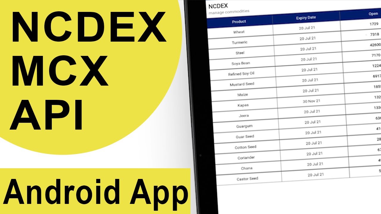 NCDEX and MCX API Android App | Android Studio | Commodity API of NCDEX & MCX in Android Application