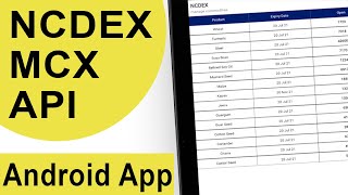 NCDEX and MCX API Android App | Android Studio | Commodity API of NCDEX & MCX in Android Application screenshot 1