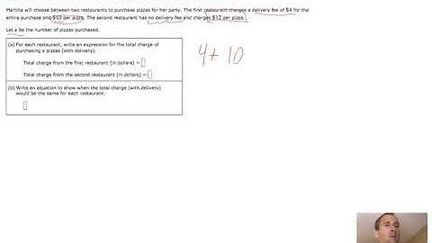 Writing an equation to represent a real world problem: Variables on both sides