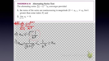Alternating series test for the convergence of series