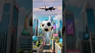 A football leaves one rooftop and finds another ⚽️🤖The pink robot kicks