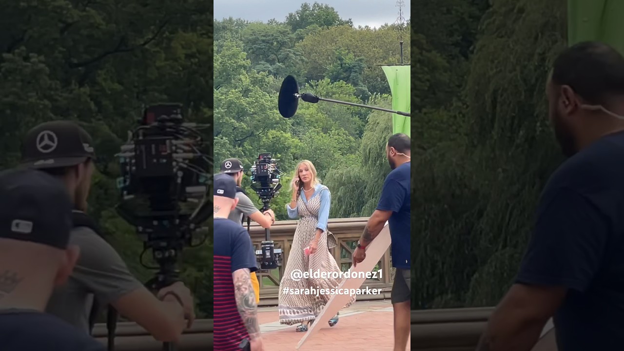 Sarah Jessica Parker behind the scenes filming And Just Like That in Central Park New York City 