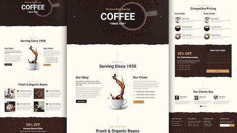 Coffee shop template Html CSS Java script | Source code