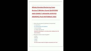 Milady Standard Barbering Exam Review 2 Written Exam QUESTIONS AND CORRECT ANSWERS VERIFIED ANSWERS