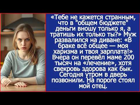 Дорогой, тебе не кажется странным, что в общем бюджете деньги вношу только я, а тратишь их только ты
