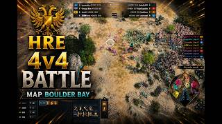 HRE Insane 4v4 Team Battle with Non-Stop Fighting | Age of Empires 4, Aoe 4