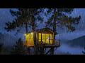 Rain Sounds Without Ads for Sleeping ASMR Heavy Rain in a Treehouse to Relieve Extreme Night Anxiety