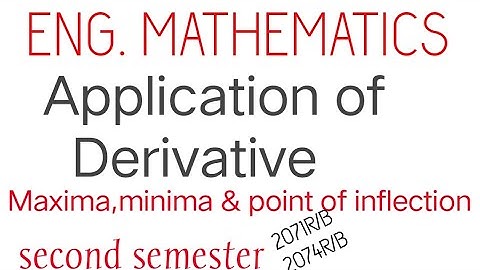Local maxima ,minima and point of inflection application of derivative