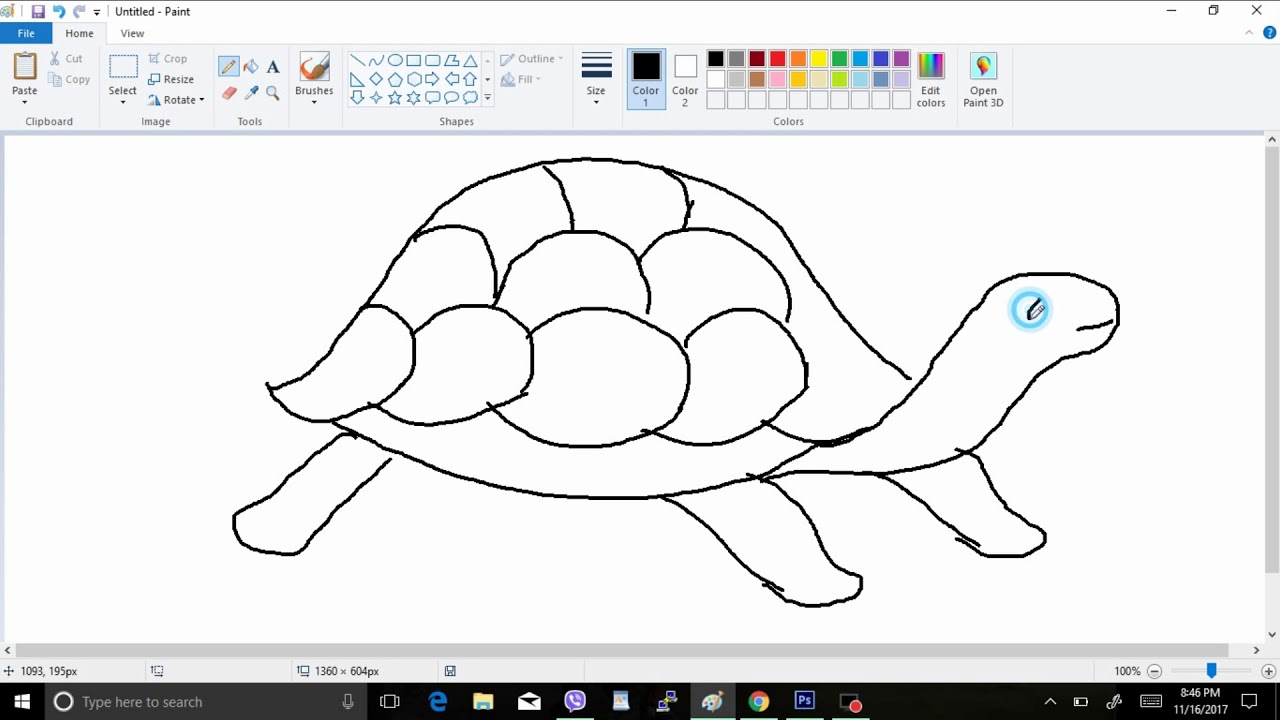 How to draw turtle in ms paint Requested by Stelios Papas - YouTube