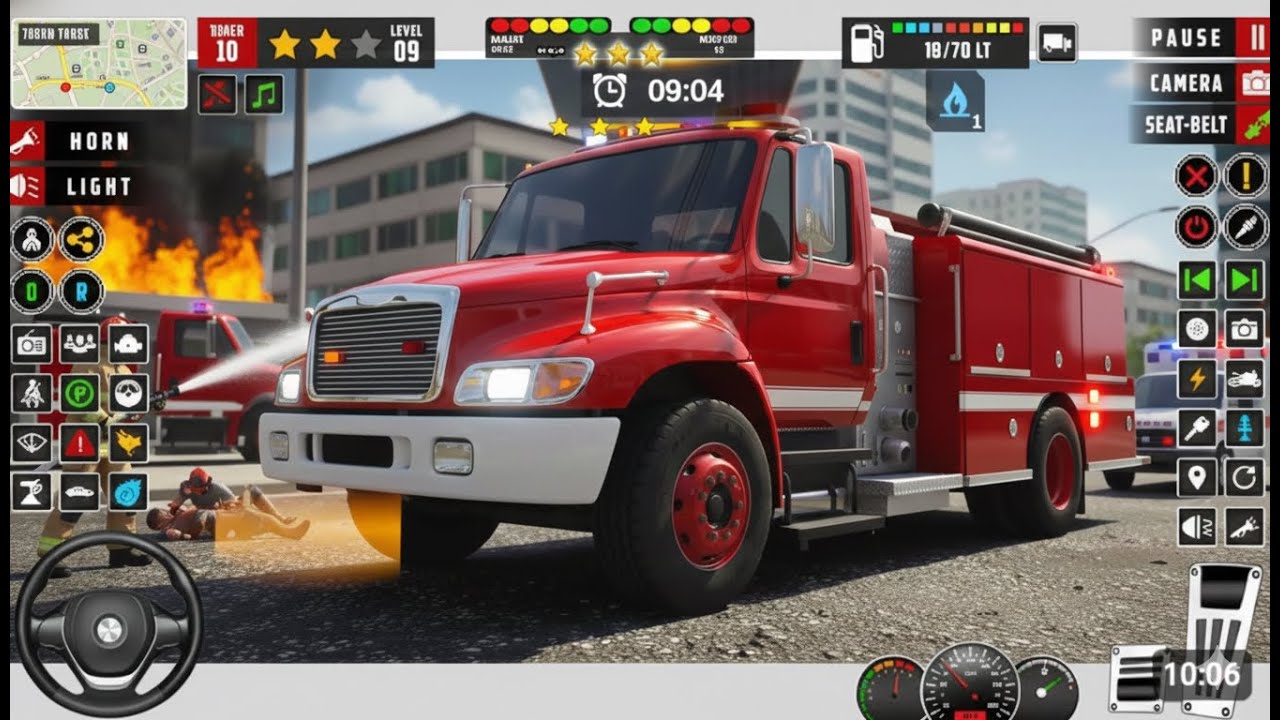 Fire Truck City Rescue FireFighter Simulator 🚨 911 US Emergency Fire Truck Driving- Android Gameplay