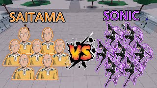 กิจกรรม SAITAMA ปะทะ SONIC ฝั่นไหนจะเป็นฝ่ายชนะ | Roblox The Strongest Battlegrounds