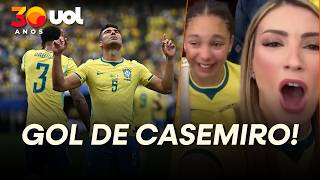 GOL DE CASEMIRO NO JOGO BRASIL X JAPÃO: MULHER E FILHA DE JOGADOR VÃO ÀS LÁGRIMAS AO COMEMORAR PONTO