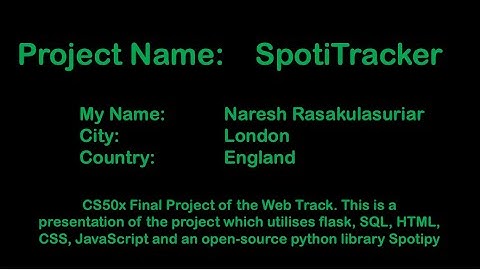 CS50x Final Project | Web Track | SpotiTracker