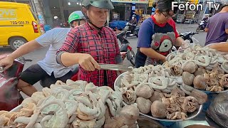 Choáng ngợp mẹt lòng heo luộc chấm mắm tôm Nam Đinh to khủng ngon rẻ chất lượng nhất Sài Gòn!