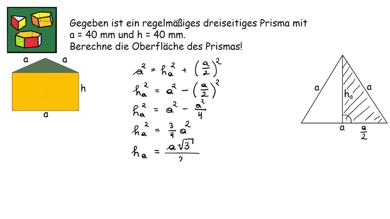 Wie Berechnet Man Den Oberflächeninhalt Eines Prismas www.youtube.com
