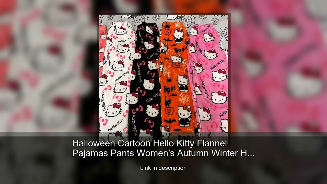 Halloween Cartoon Hello Kitty Flannel Pajamas Pants Women's Autumn Winter Home Warm Casual Home