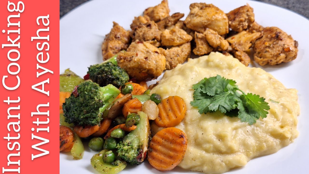 Stir-fry Chicken Platter with Creamy Cheesy Mash Potatoes & sautéed vegetables | Quick Chick Recipe