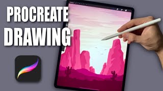 DRAWING DESERT LANDSCAPE IN PROCREATE (#shorts)