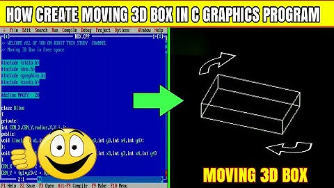 How create 3D box rotation in c language || moving 3D box in free space in c graphics Program