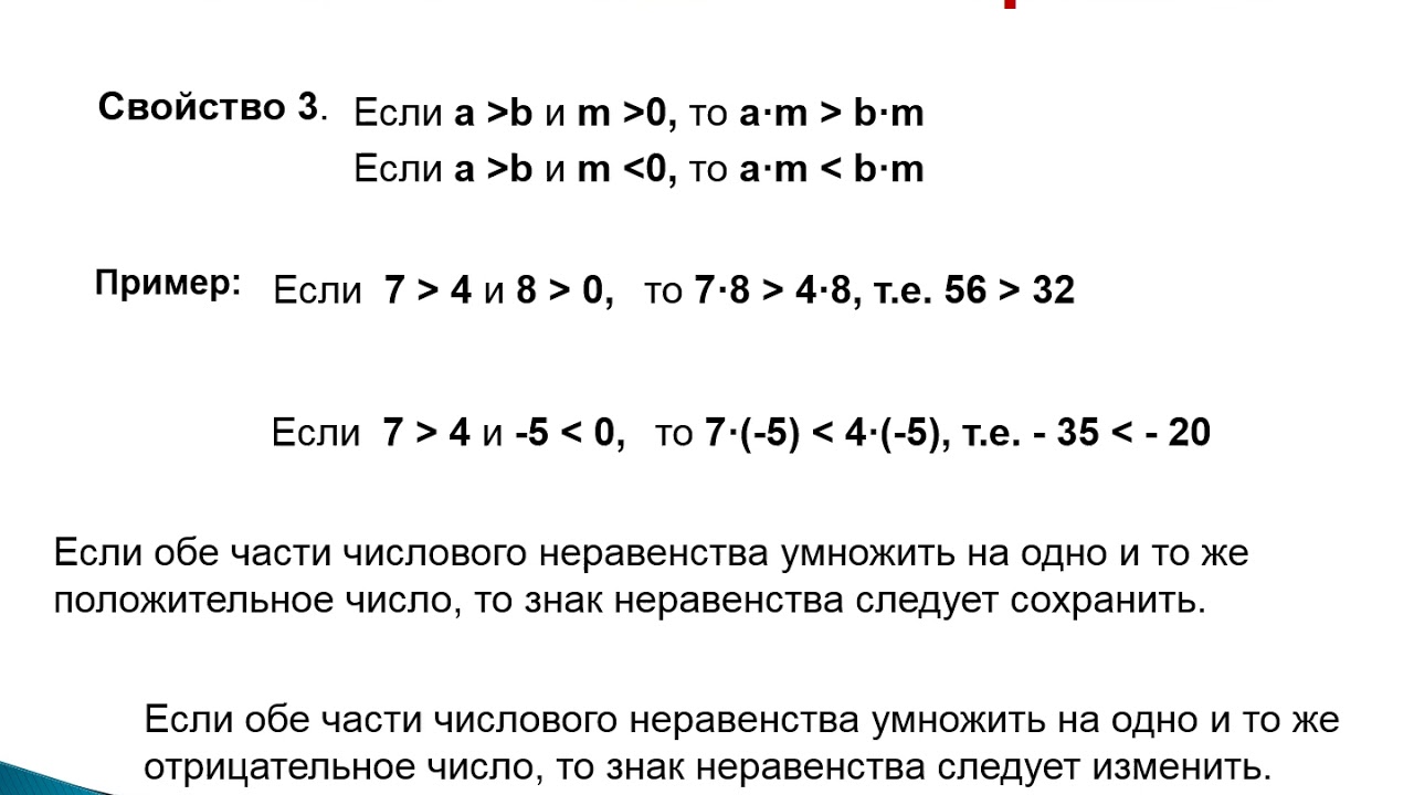 Свойства числовых неравенств тест