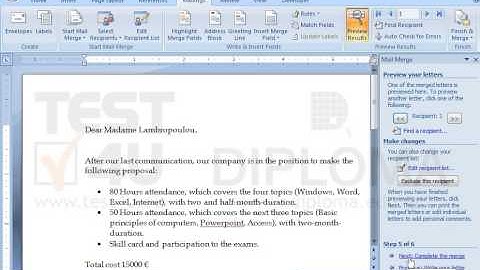 Use the current document as letter form. Use the recipients file saved in the IL-ates\Word...