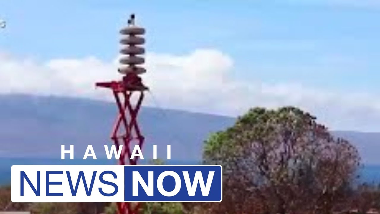 Temporary outdoor warning siren set up in Lahaina - YouTube