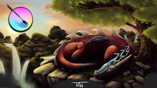 Sleepy dragon digital speed painting (Krita)