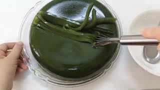 Jelly with spinach:  spinach and coconut milk