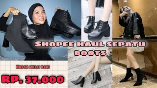 Real Pict!! Shopee Haul Sepatu Boots Heels Korean LOOK | tampil kece di era Pandemi