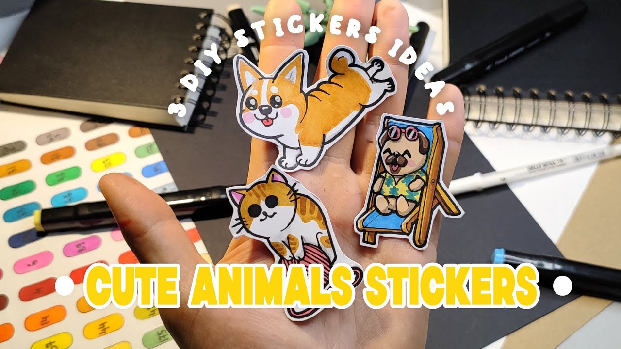 Make Your Own Cute Animal Stickers! | Easy Tutorial for Begginers🧡🐶🐱