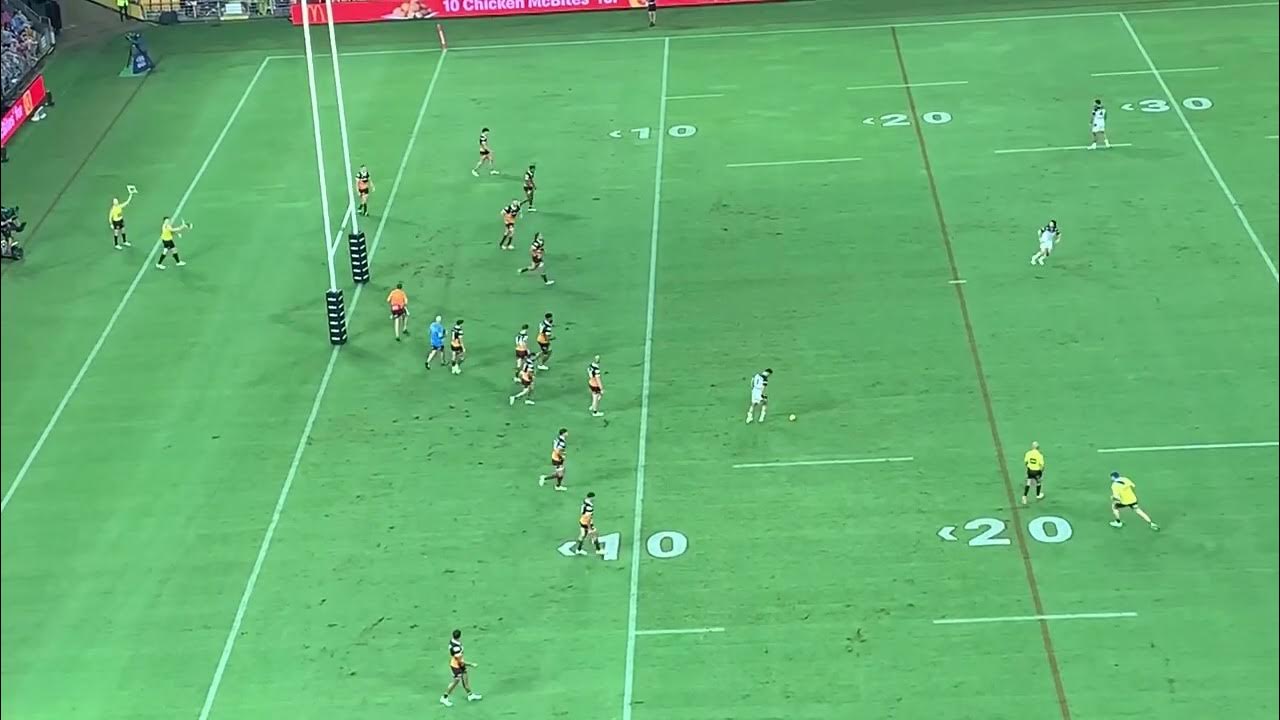 Valentines Holmes kicking penalty goal at Suncorp study am against and