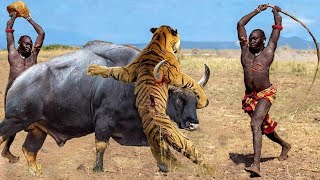 Hungry! Tiger Risked His Life To Steal Buffalo From Maasai Tribe And What Happens Next ?