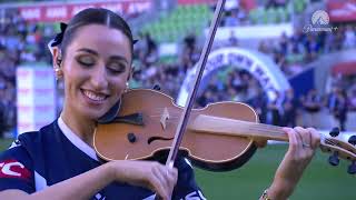 Evangeline Victoria fires up the Melbourne Victory crowd for Semi Final clash