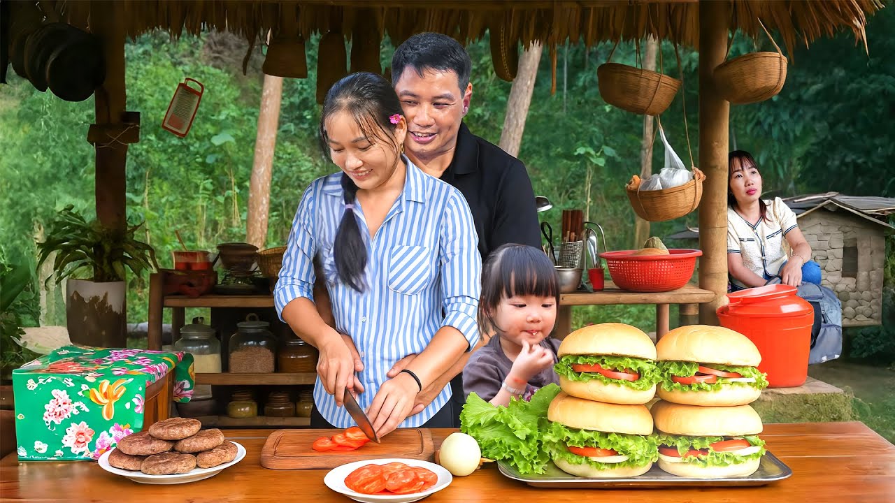 How to Make Huge Homemade Burgers, Enjoy With my Husband & Daughter