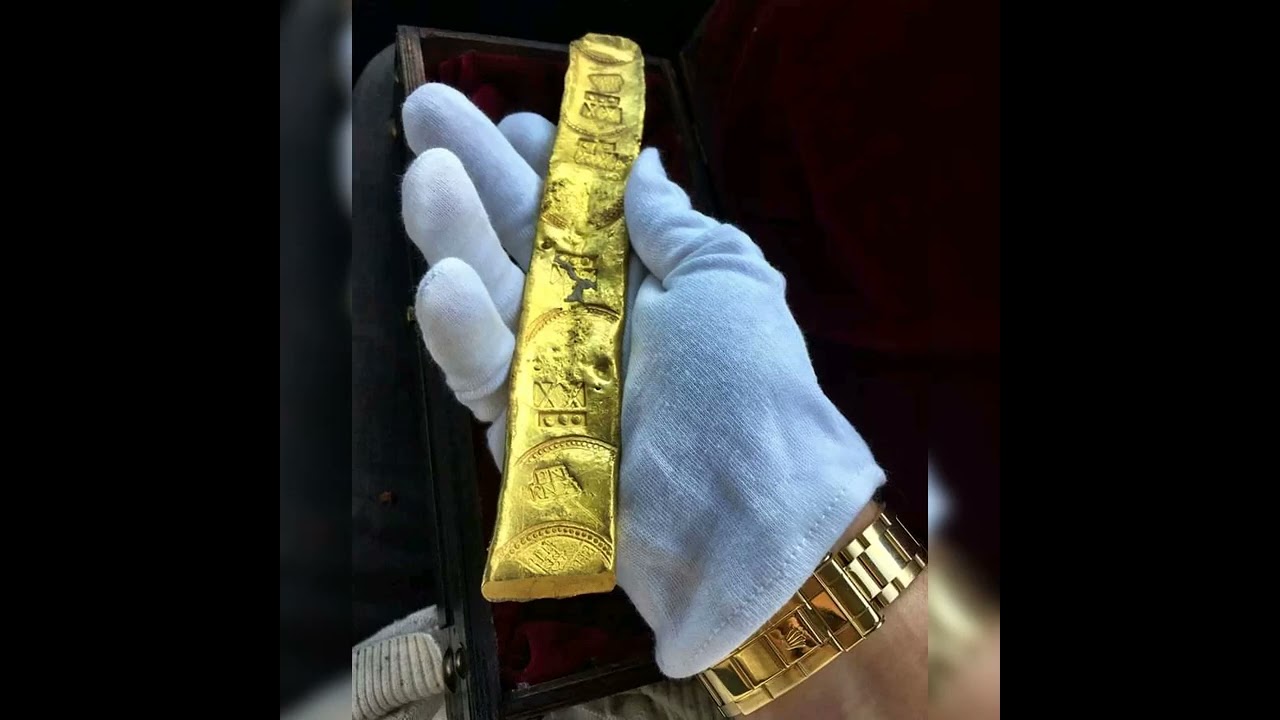 A Gold Bar with mint marks, recovered from the Spanish treasure ship 'Atocha' which sank in 1622...