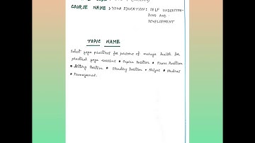 EPC 4 practicum, Yoga education : Self understanding and development