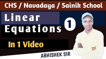 Liner Equation | CHS Class 9 online preparation |  BHU SET  | Mathematics | Abhishek Sir