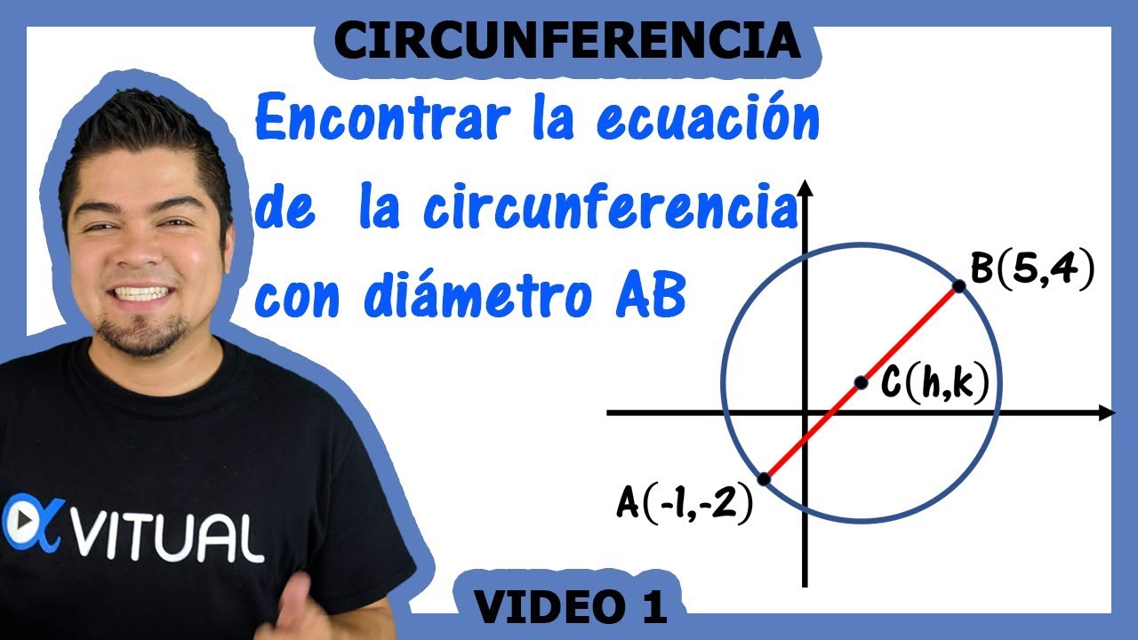 Hallar la ecuación de la circunferencia dado el diámetro video 1 | Vitual