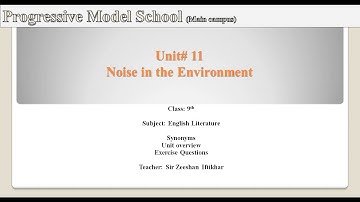 Grade 9 English Literature Unit 11 Noise in the Environment