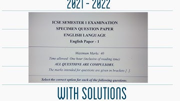 SOLVED ICSE Specimen Paper 2021 Class 10 | English Language SOLVED