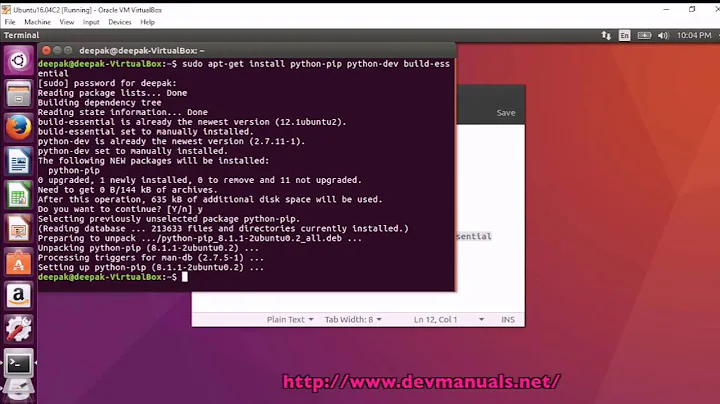 sudo apt-get install python-pip python-dev build-essential