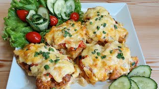 Ну очень вкусное куриное мясо запеченное в духовке с овощами и сыром! Мясо по - французски!