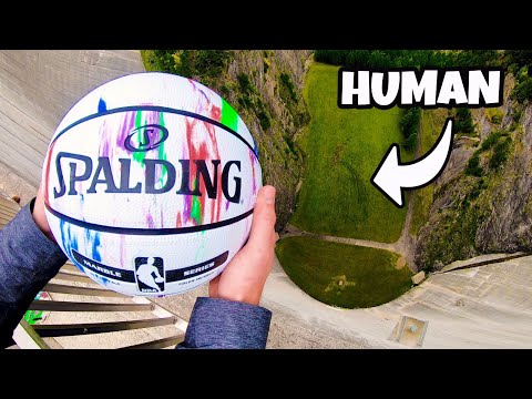 CATCHING BASKETBALLS at TERMINAL VELOCITY from 165m Dam!