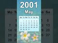 May 2001 Calendar 