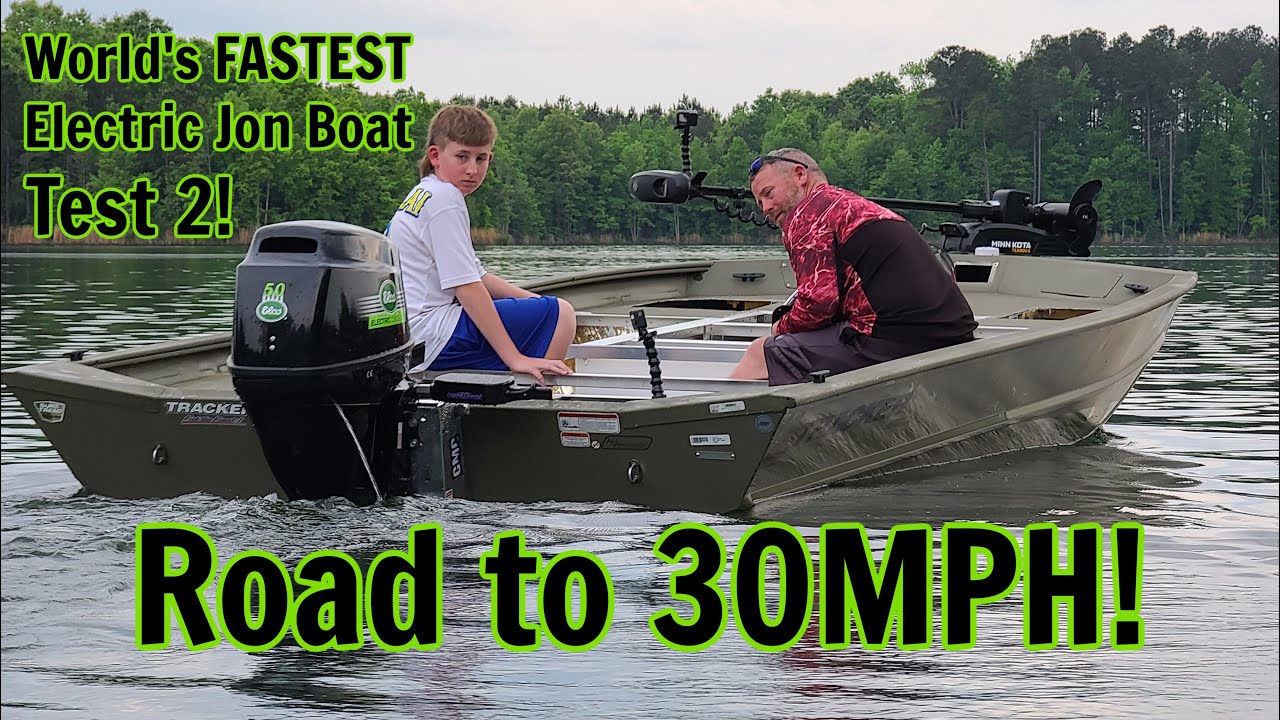 Worlds FASTEST Electric Jon Boat  Road to 30MPH Elco 50HP 