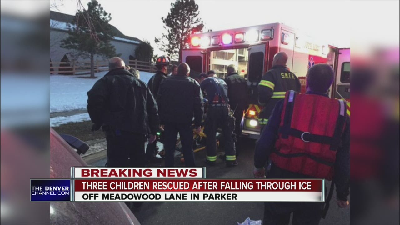 3 children rescued after falling through ice in Parker - YouTube