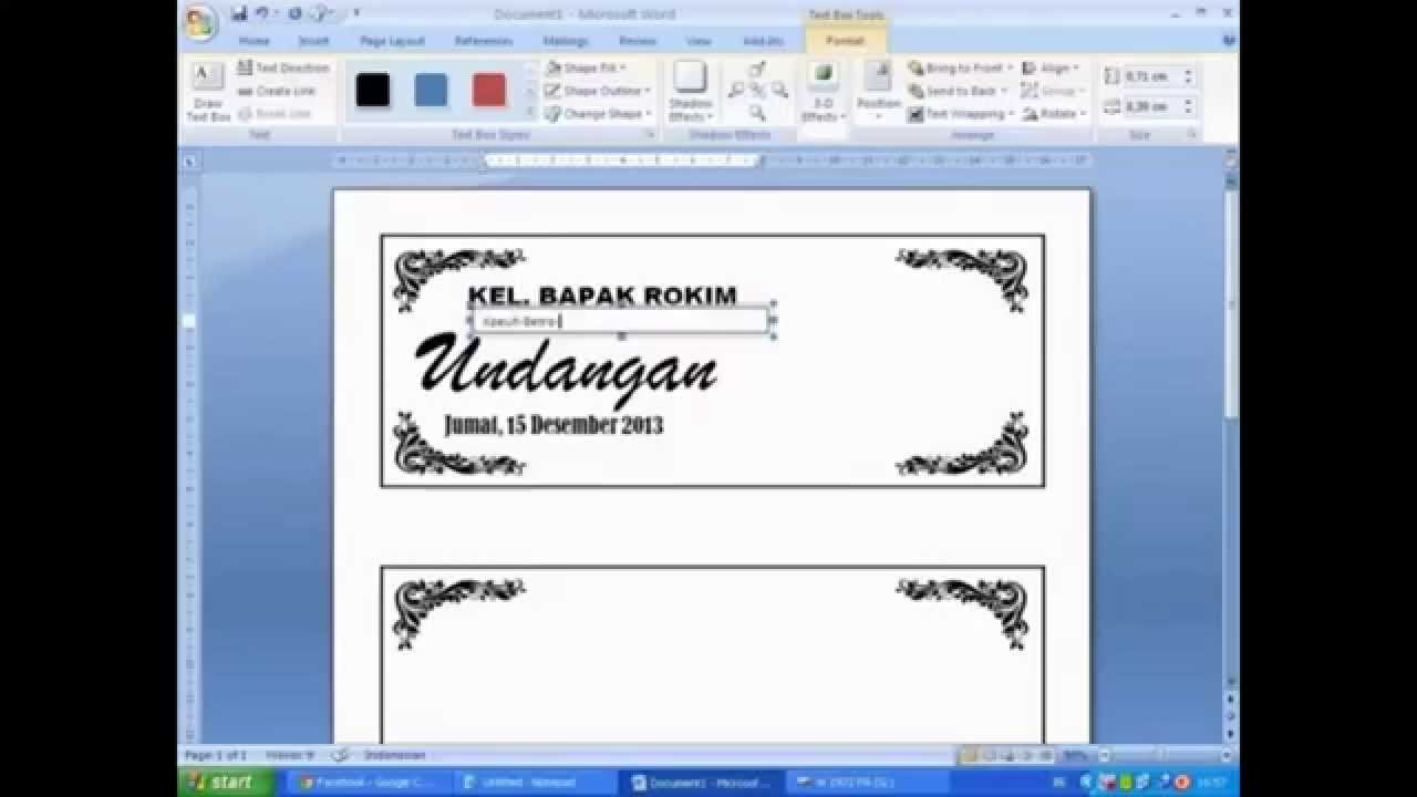 Cara membuat undangan berbingkai dengan microsoft word ...