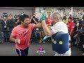 SCARY! HEAR MANNY PACQUIAO'S POWER SHOTS UP CLOSE!