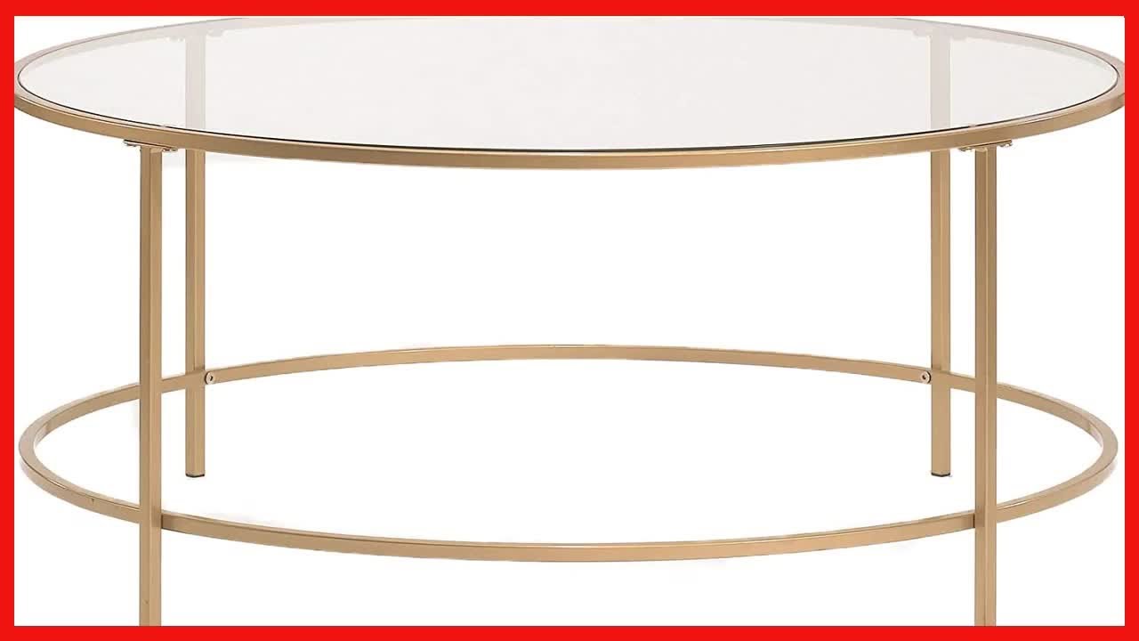 Bon produit -  Sauder 417830 Int Lux Table Basse Ronde, Verre/Finition Or